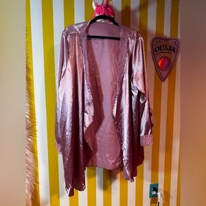 Pink Satin Lace-Trimmed Robe